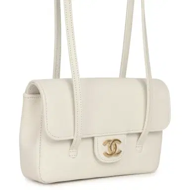 Chanel Chanel Mini Preppy Coco Clutch with Straps White Shiny Caviar Brushed Gold Hardware | Thumbnail 2