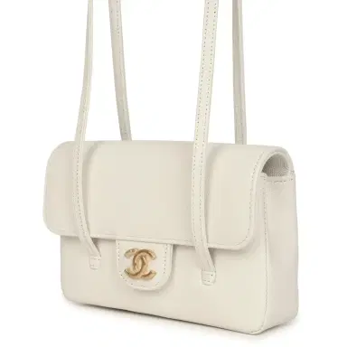 Chanel Chanel Mini Preppy Coco Clutch with Straps White Shiny Caviar Brushed Gold Hardware | Thumbnail 5