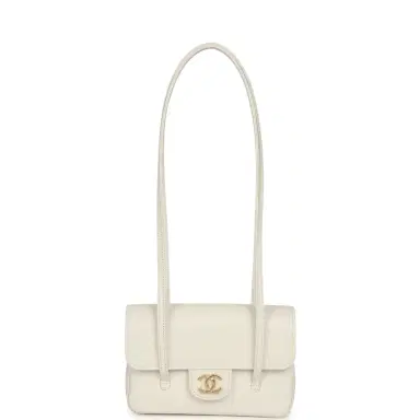 Chanel Chanel Mini Preppy Coco Clutch with Straps White Shiny Caviar Brushed Gold Hardware | Thumbnail 7