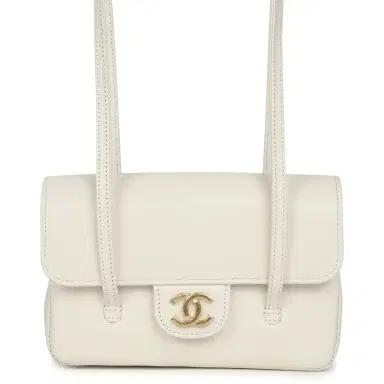 Chanel Chanel Mini Preppy Coco Clutch with Straps White Shiny Caviar Brushed Gold Hardware | Thumbnail 1