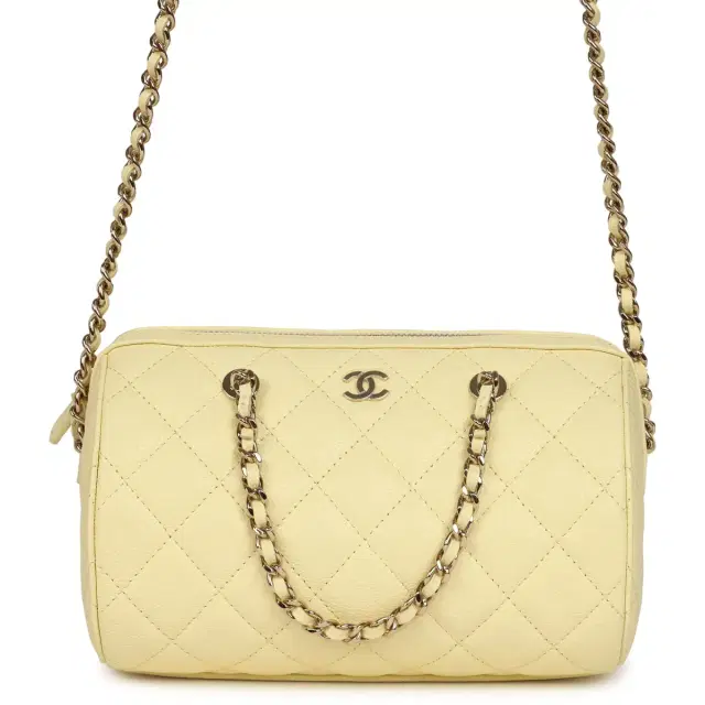 Chanel Chanel Mini Timeless Classic Barrel Bag with Chain Yellow Shiny Caviar Light Gold Hardware
