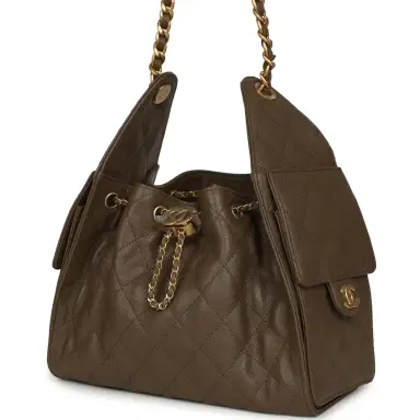 Chanel Chanel Small 25 Hobo Bag Dark Khaki Caviar Antique Gold Hardware | Thumbnail 5 Chanel Chanel Small 25 Hobo Bag Dark Khaki Caviar Antique Gold Hardware | Thumbnail 5