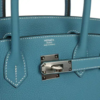 HERMÈS Hermes Birkin 30 Blue Jean Togo Palladium Hardware | Thumbnail 7 HERMÈS Hermes Birkin 30 Blue Jean Togo Palladium Hardware | Thumbnail 7