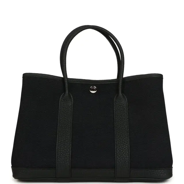 hermes Hermes Garden Party 30  Black Toile and Negonda Palladium Hardware