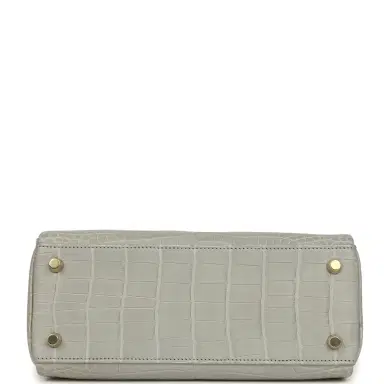 HERMÈS Hermes Kelly Retourne 25 Gris Perle Matte Alligator Gold Hardware | Thumbnail 6