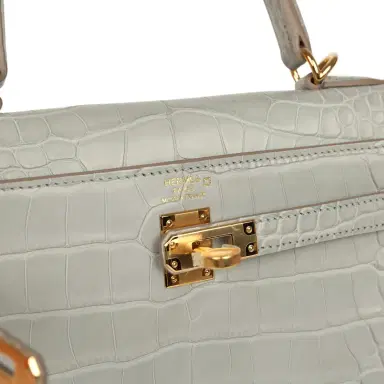 HERMÈS Hermes Kelly Retourne 25 Gris Perle Matte Alligator Gold Hardware | Thumbnail 7