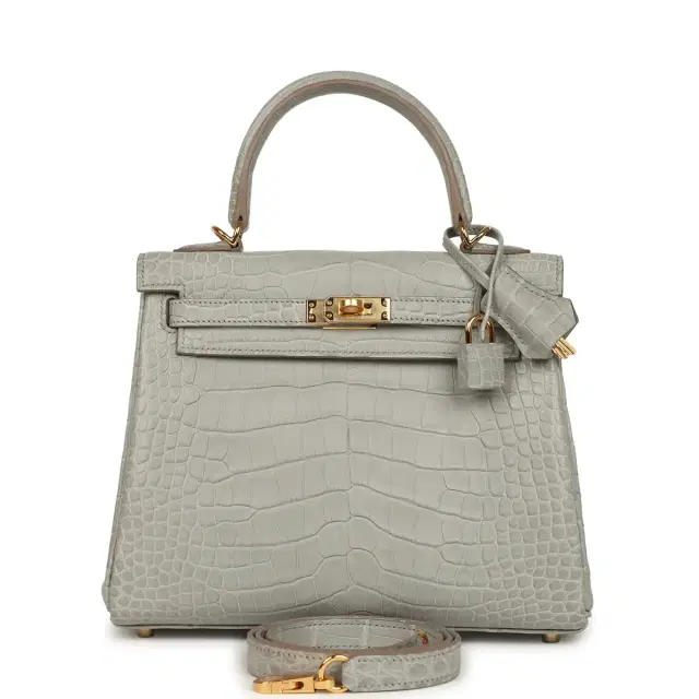hermes Hermes Kelly Retourne 25 Gris Perle Matte Alligator Gold Hardware
