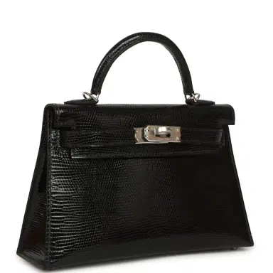 HERMÈS Hermes Kelly Sellier 20 Black Shiny Lizard Palladium Hardware | Thumbnail 2 HERMÈS Hermes Kelly Sellier 20 Black Shiny Lizard Palladium Hardware | Thumbnail 2