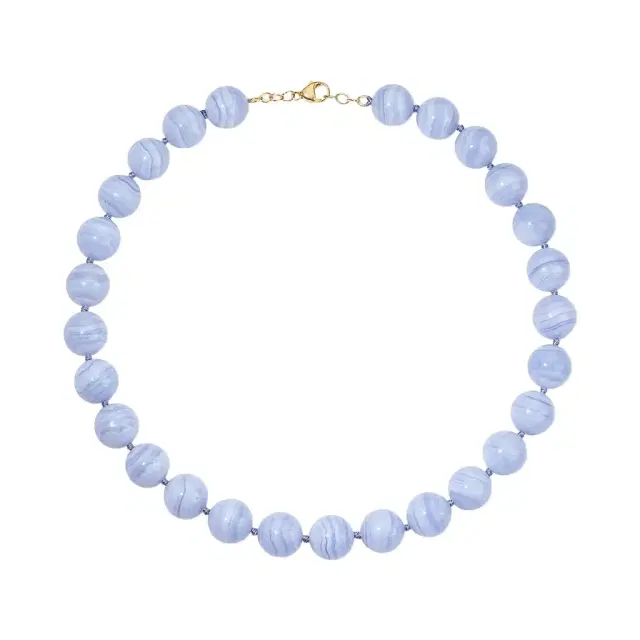 Stephanie Gottlieb Kendall Large Blue Lace Agate Beaded Necklace