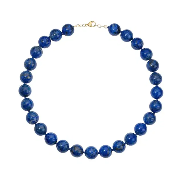 Stephanie Gottlieb Kendall Large Lapis Beaded Necklace