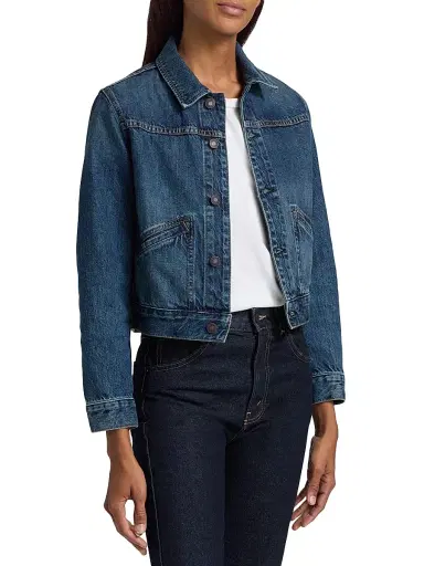 Nili Lotan Women's Carly Denim Jacket - Simon Wash - Size XL | Thumbnail 4
