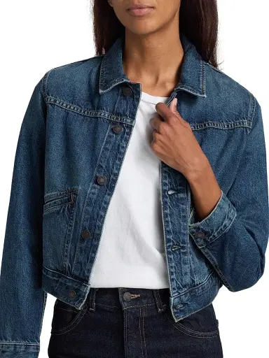 Nili Lotan Women's Carly Denim Jacket - Simon Wash - Size XL | Thumbnail 6