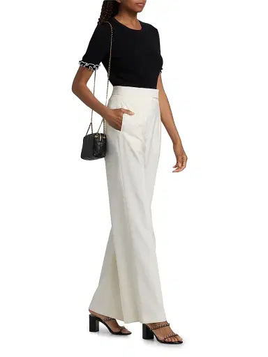 Elie Tahari Women's The Rose Frill-Cuff Top - Noir - Size XS | Thumbnail 2
