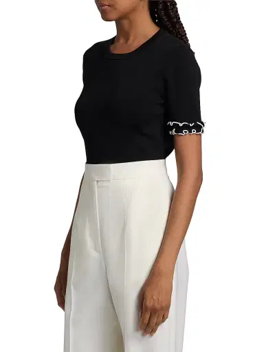 Elie Tahari Women's The Rose Frill-Cuff Top - Noir - Size XS | Thumbnail 4