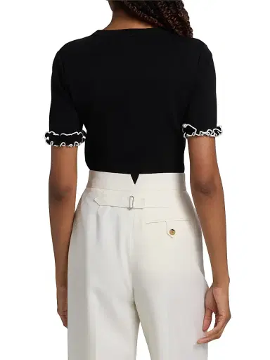Elie Tahari Women's The Rose Frill-Cuff Top - Noir - Size XS | Thumbnail 5