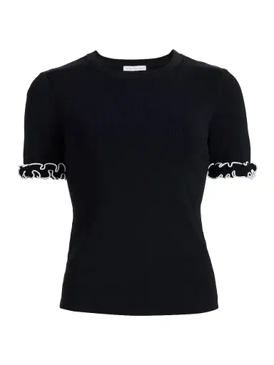 Elie Tahari Women's The Rose Frill-Cuff Top - Noir - Size XS | Thumbnail 1