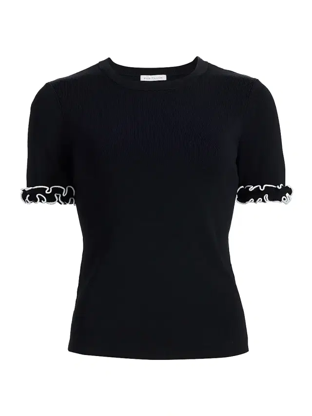Elie Tahari Women's The Rose Frill-Cuff Top - Noir