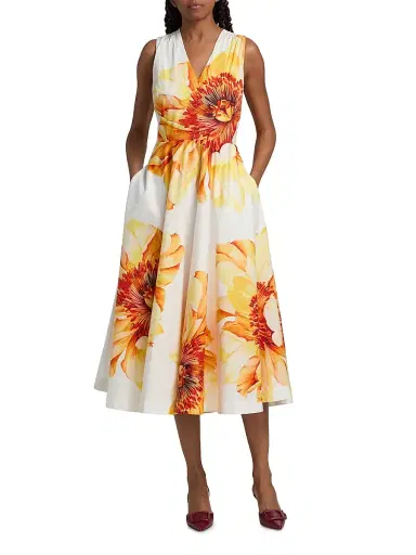 Elie Tahari Women's The Ines Spring Meadow Cotton Midi-Dress - Spring Meadow - Size 14 | Thumbnail 2