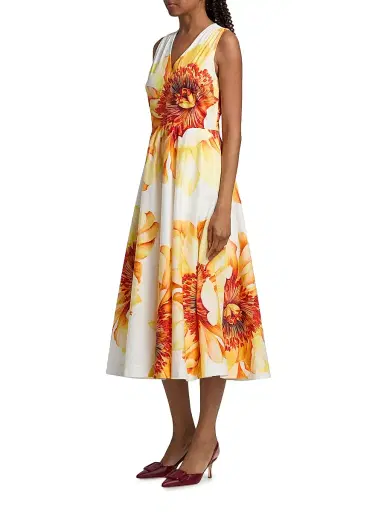 Elie Tahari Women's The Ines Spring Meadow Cotton Midi-Dress - Spring Meadow - Size 14 | Thumbnail 4