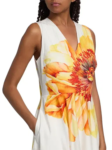 Elie Tahari Women's The Ines Spring Meadow Cotton Midi-Dress - Spring Meadow - Size 14 | Thumbnail 6