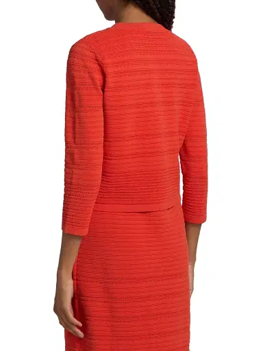 Elie Tahari Women's The Alessandra Pointelle-Knit Cardigan - Orange Dream - Size XL | Thumbnail 5