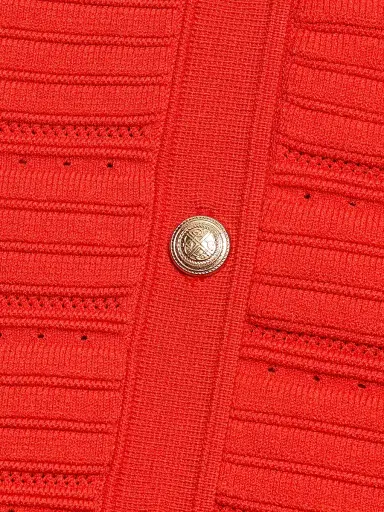 Elie Tahari Women's The Alessandra Pointelle-Knit Cardigan - Orange Dream - Size XL | Thumbnail 7