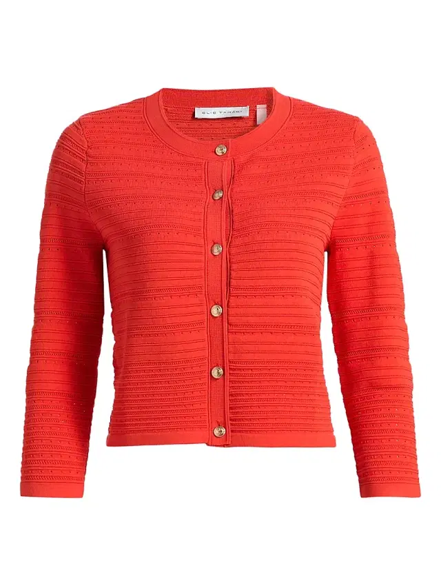 Women's The Alessandra Pointelle-Knit Cardigan - Orange Dream