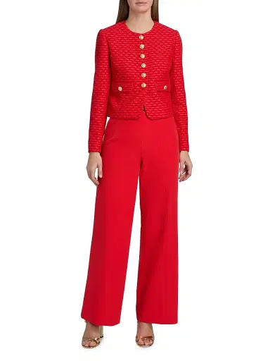 Elie Tahari Women's The Julia Pleated Wide-Leg Trousers - Poppy Glow | Thumbnail 2