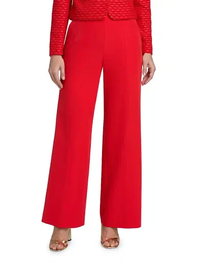 Elie Tahari Women's The Julia Pleated Wide-Leg Trousers - Poppy Glow | Thumbnail 3