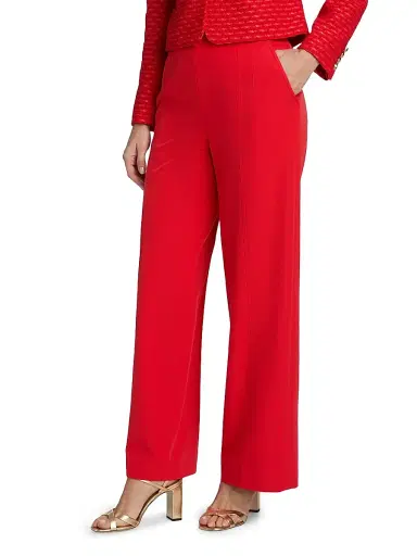 Elie Tahari Women's The Julia Pleated Wide-Leg Trousers - Poppy Glow | Thumbnail 4