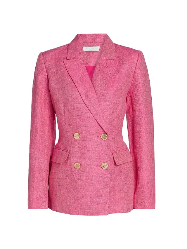 Women's The Kenna Double-Breasted Linen Blazer - Plum Rose