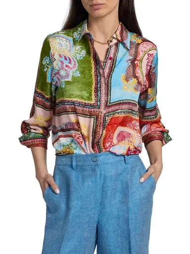 Elie Tahari Women's The Johanna Kaleidoscope Printed Silk-Blend Blouse - Kaleidoscope - Size XL | Thumbnail 3 Elie Tahari Women's The Johanna Kaleidoscope Printed Silk-Blend Blouse - Kaleidoscope - Size XL | Thumbnail 3