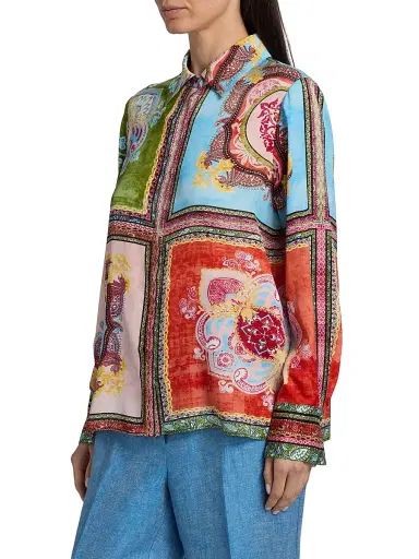 Elie Tahari Women's The Johanna Kaleidoscope Printed Silk-Blend Blouse - Kaleidoscope - Size XL | Thumbnail 4 Elie Tahari Women's The Johanna Kaleidoscope Printed Silk-Blend Blouse - Kaleidoscope - Size XL | Thumbnail 4