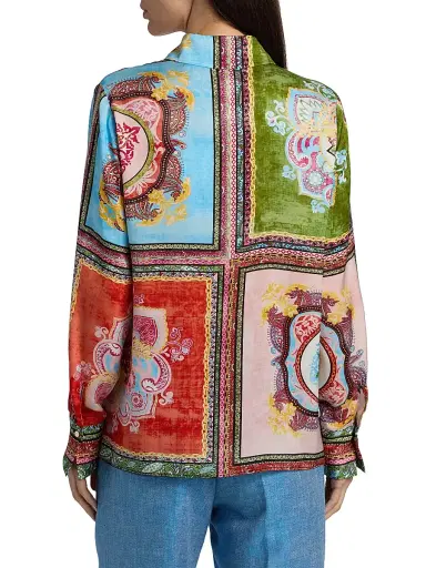 Elie Tahari Women's The Johanna Kaleidoscope Printed Silk-Blend Blouse - Kaleidoscope - Size XL | Thumbnail 5 Elie Tahari Women's The Johanna Kaleidoscope Printed Silk-Blend Blouse - Kaleidoscope - Size XL | Thumbnail 5