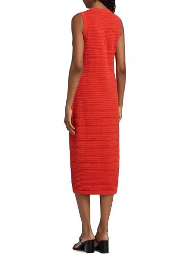 Elie Tahari Women's The Alessandra Pointelle-Knit Midi Dress - Orange Dream - Size XL | Thumbnail 5