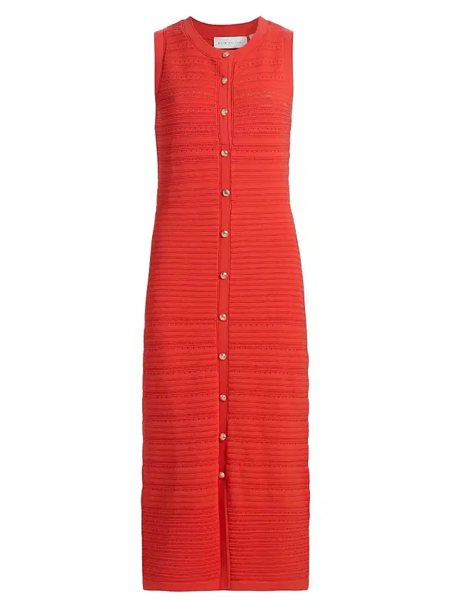 Elie Tahari Women's The Alessandra Pointelle-Knit Midi-Dress - Orange Dream