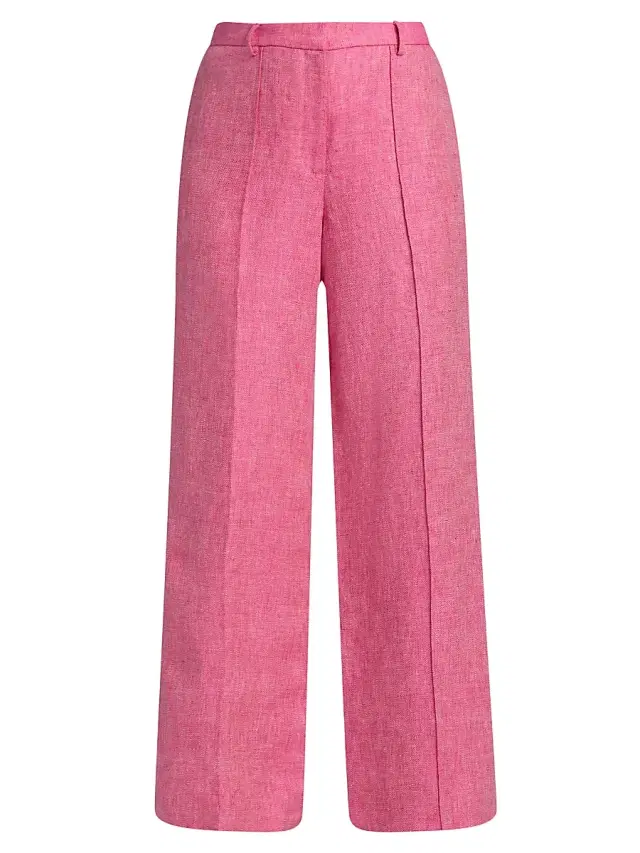 Elie Tahari Women's The Kenna Linen Wide-Leg Trousers - Plum Rose