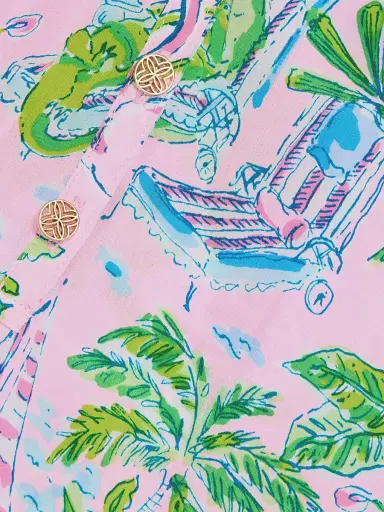 Lilly Pulitzer Women's Elsa Silk Top - Conch Shell Pink Sunny Dee - Size Large | Thumbnail 7 Lilly Pulitzer Women's Elsa Silk Top - Conch Shell Pink Sunny Dee - Size Large | Thumbnail 7