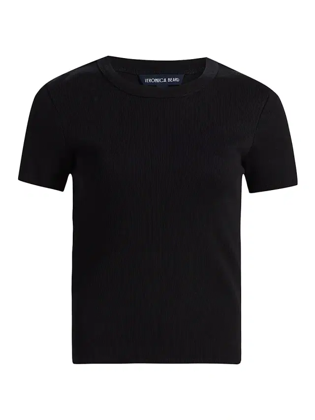 Women's Pruitt Rib-Knit Cotton-Blend T-Shirt - Black