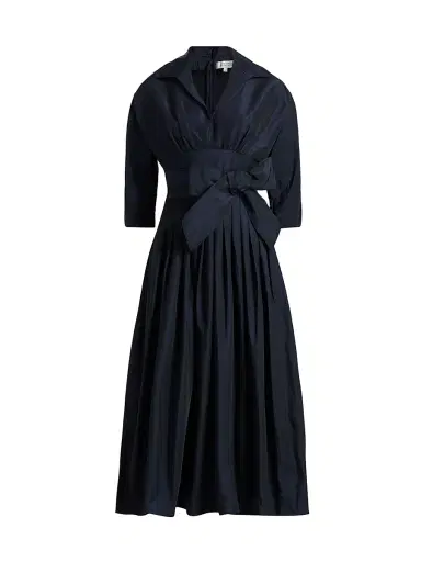 Teri Jon by Rickie Freeman Women's Taffeta Cocktail Midi-Shirtdress - Navy - Size 14 | Thumbnail 1 Teri Jon by Rickie Freeman Women's Taffeta Cocktail Midi-Shirtdress - Navy - Size 14 | Thumbnail 1