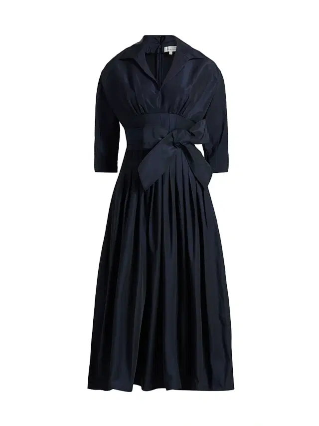 Teri Jon by Rickie Freeman Women's Taffeta Cocktail Midi-Shirtdress - Navy