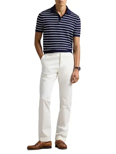 Polo Ralph Lauren Men's Striped Cotton-Linen Short-Sleeve Polo Sweater | Thumbnail 2