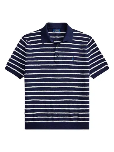 Polo Ralph Lauren Men's Striped Cotton-Linen Short-Sleeve Polo Sweater | Thumbnail 1