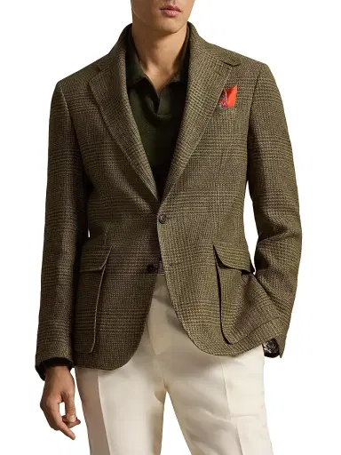 Polo Ralph Lauren Men's Glen Checked Linen-Blend Blazer | Thumbnail 3