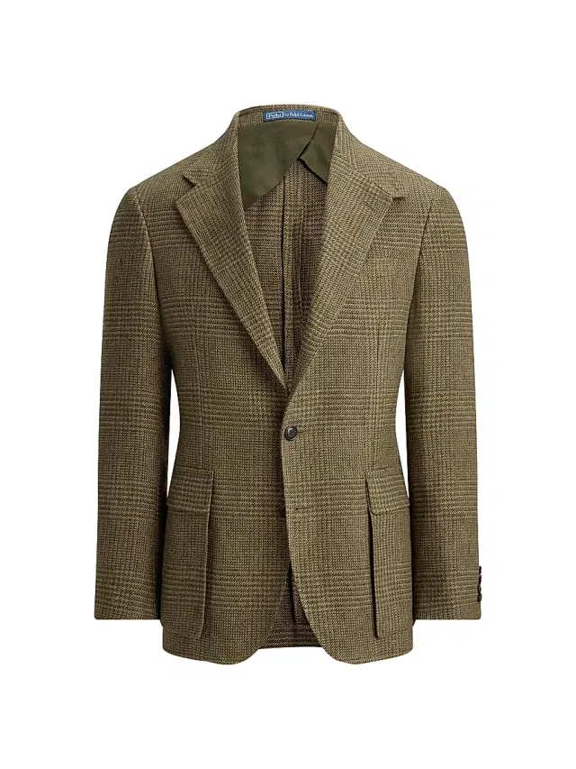 Polo Ralph Lauren Men's Glen Checked Linen-Blend Blazer - Olive Sage Multi