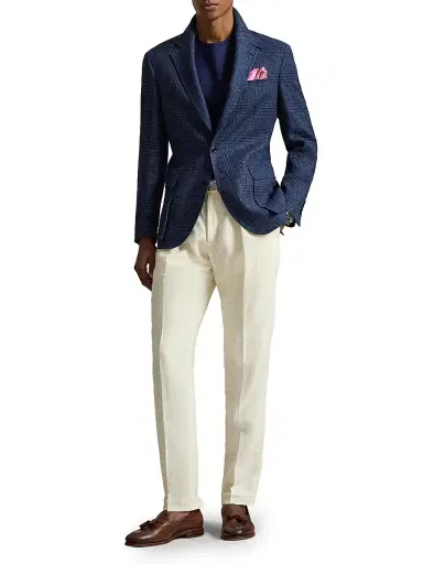Polo Ralph Lauren Men's Glen Checked Linen Single-Breasted Blazer | Thumbnail 2 Polo Ralph Lauren Men's Glen Checked Linen Single-Breasted Blazer | Thumbnail 2