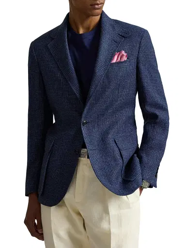 Polo Ralph Lauren Men's Glen Checked Linen Single-Breasted Blazer | Thumbnail 3 Polo Ralph Lauren Men's Glen Checked Linen Single-Breasted Blazer | Thumbnail 3