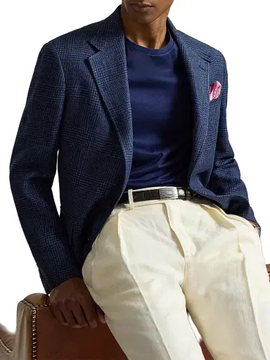 Polo Ralph Lauren Men's Glen Checked Linen Single-Breasted Blazer | Thumbnail 5 Polo Ralph Lauren Men's Glen Checked Linen Single-Breasted Blazer | Thumbnail 5