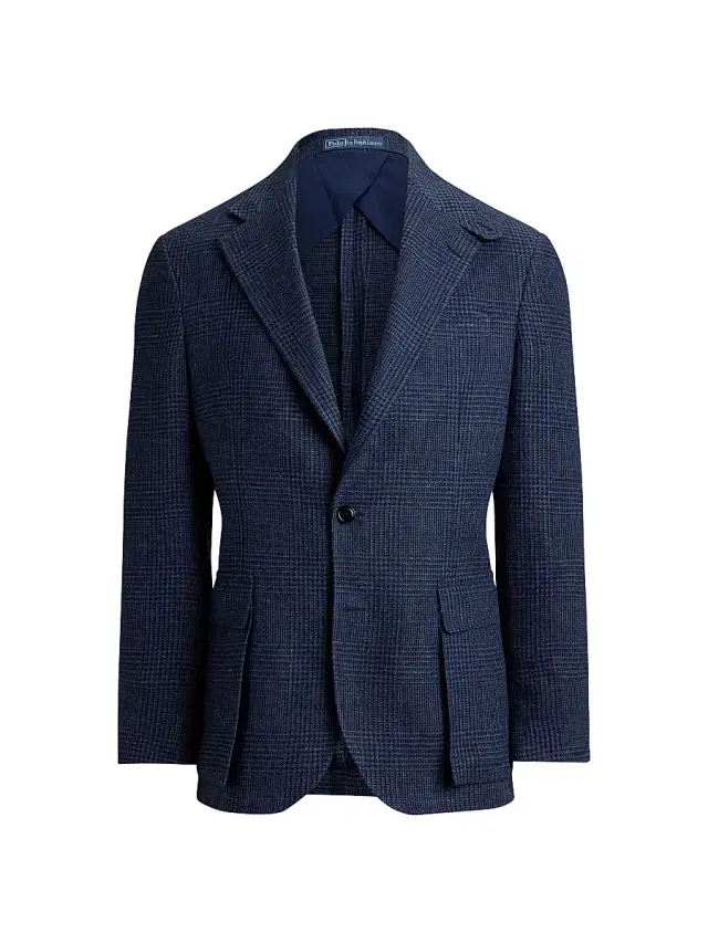 Polo Ralph Lauren Men's Glen Checked Linen Single-Breasted Blazer - Navy Dark Navy