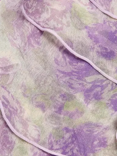 Ronny Kobo Women's Laya Printed Ruffled Chiffon High-Low Skirt - Purple Multi | Thumbnail 7